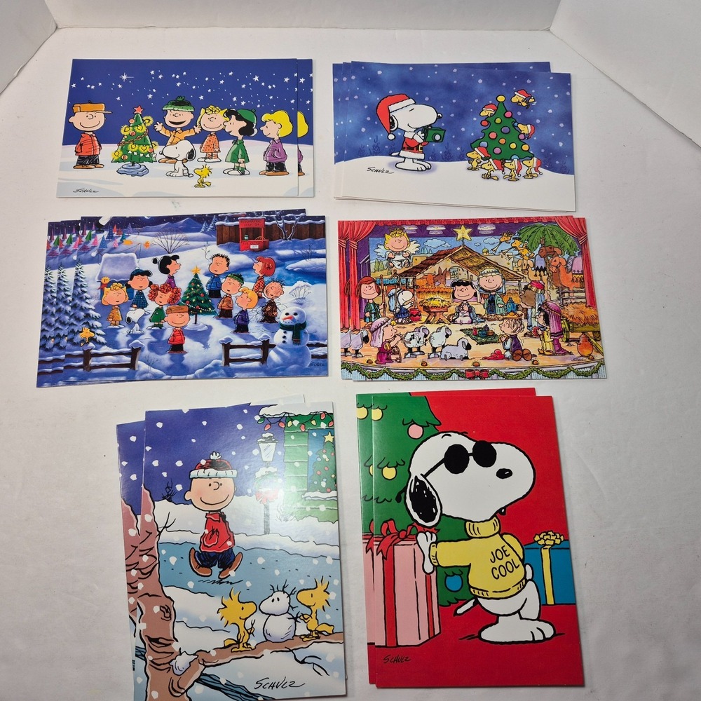 Vtg Peanuts Holiday Christmas Greeting Cards Envelopes Assorted Schulz Lot of 14